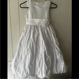 Cinderella White Satin Floral Waistband Party Dress